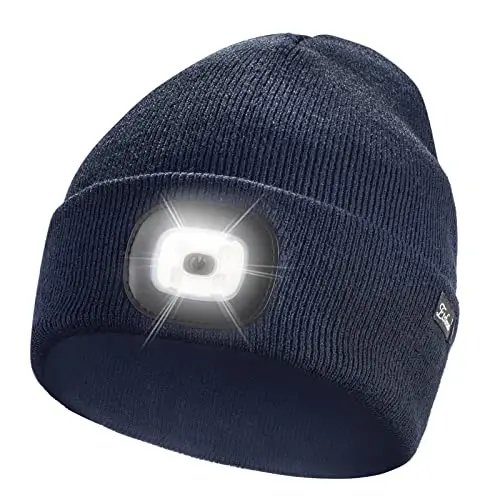 Etsfmoa Unisex Beanie with The Light Gifts for Men Dad Father USB Rechargeable Caps - ETSFMOA