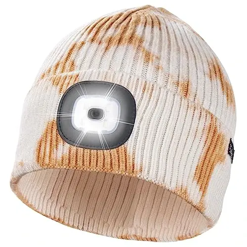 Etsfmoa Unisex Beanie with The Light Gifts for Men Dad Father USB Rechargeable Caps 