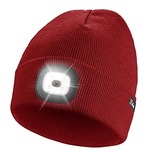 Etsfmoa Unisex Beanie with The Light Gifts for Men Dad Father USB Rechargeable Caps 