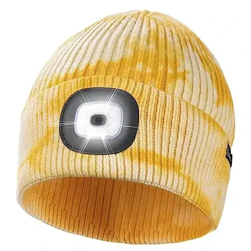 Etsfmoa Unisex Beanie with The Light Gifts for Men Dad Father USB Rechargeable Caps - 1