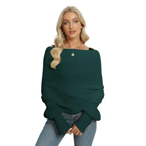 EUBUY Women Autumn Winter Scarf with Sleeve, Warm Knitted Crochet Shawl Sweater Top for Cold Weather - EUBUY