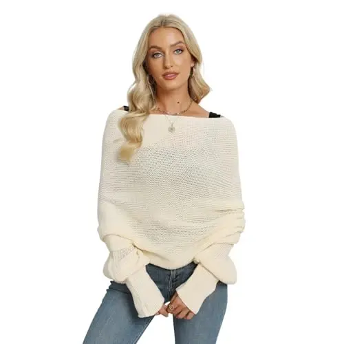 EUBUY Women Autumn Winter Scarf Wrap with Sleeve, Lady Fashion Solid Color Knitted Wrap Scarf Knitted Shawl Cape with Sleeve - EUBUY