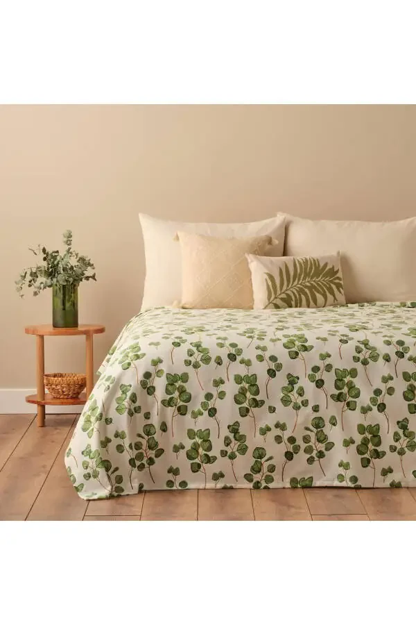 Eucalyptus Cotton Single Printed Duvet Cover Green (150x220 Cm) - 1