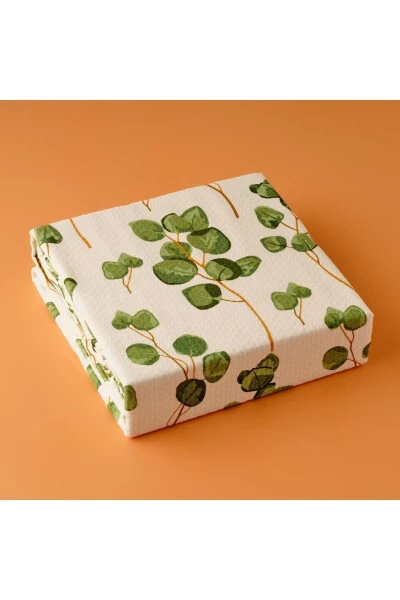 Eucalyptus Cotton Single Printed Duvet Cover Green (150x220 Cm) - 5