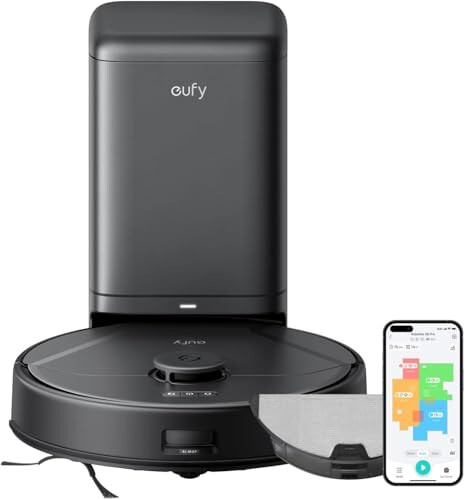 eufy X8 Pro Robot Vacuum Self-Empty Station, Twin-Turbine 2X 4,000 Pa Suction, 45 Days Hands-Free Cleaning iPath Laser, Pet Hair Deep Clean on Carpet, Smart Cleaner for Home with Pets - 2