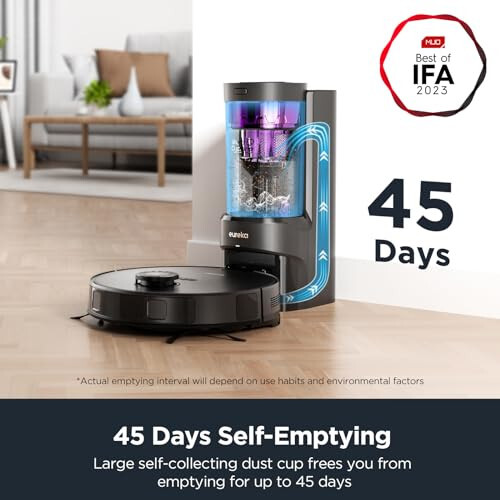 Eureka E10s Robot Vacuum with Bagless Self Emptying Station, Robotic Vacuum and Mop Combo, 45-Day Capacity, 4000Pa Suction for Pet Hair, Carpet&Floor, Auto Lifting Mop, LiDAR Navigation, App Control - 3