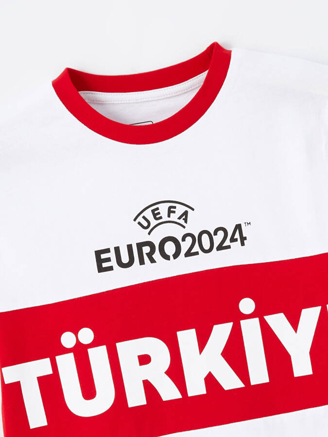 Euro 2024 Turkey Printed Kids' T-Shirt with a Bicycle Collar - 5