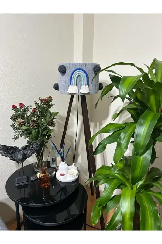 Ev Bebek Çocuk Odası Lambader Başlığı ( AYAK DAHİL DEĞİLDİR) -Özelleştirilebilir-Gri - TASARI SANATI