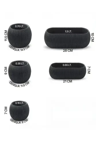 Ev Dekorasyonu Karasu Dekoratif Ve Modern Mercan Saksı Seti 5 Parça-SOFT PEMBE - 4