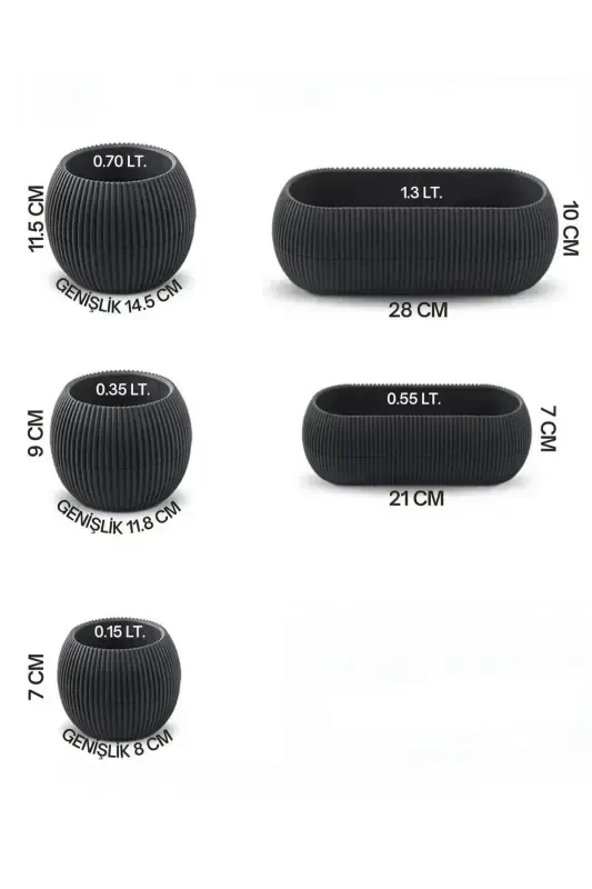 Ev Dekorasyonu Karasu Dekoratif Ve Modern Mercan Saksı Seti 5 Parça-SOFT PEMBE - 4