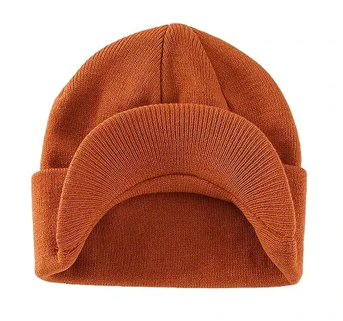 Home Prefer Men's Winter Beanie Hat with Brim Warm Double Knit Cuff Beanie Cap Watch Radar Hat - 2