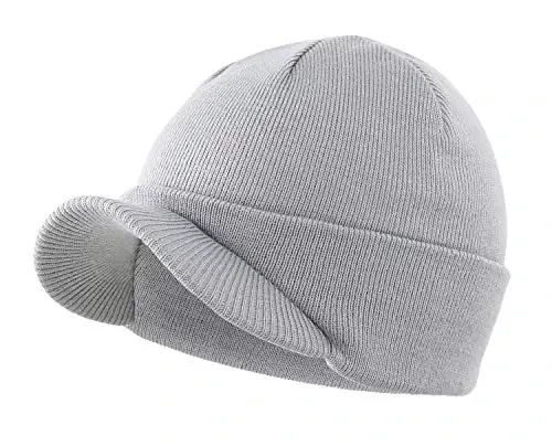 Home Prefer Men's Winter Beanie Hat with Brim Warm Double Knit Cuff Beanie Cap Watch Radar Hat - 1