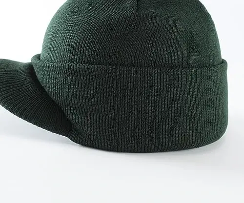Home Prefer Men's Winter Beanie Hat with Brim Warm Double Knit Cuff Beanie Cap Watch Radar Hat - 3