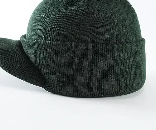 Home Prefer Men's Winter Beanie Hat with Brim Warm Double Knit Cuff Beanie Cap Watch Radar Hat - 3