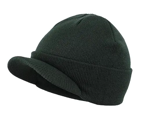 Home Prefer Men's Winter Beanie Hat with Brim Warm Double Knit Cuff Beanie Cap Watch Radar Hat - 1