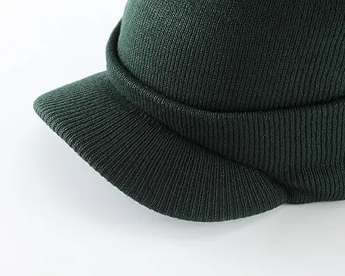 Home Prefer Men's Winter Beanie Hat with Brim Warm Double Knit Cuff Beanie Cap Watch Radar Hat - 4