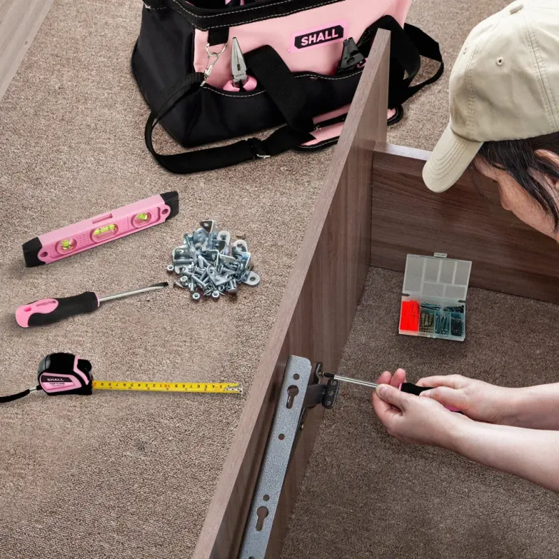 SHALL 246-Piece Pink Tool Set for Home, Pink Tool Sets for Women with Large Tool Bag Organizer - 4