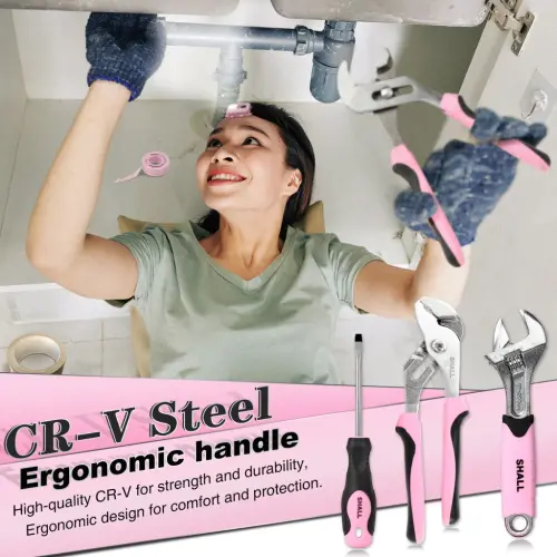 SHALL 246-Piece Pink Tool Set for Home, Pink Tool Sets for Women with Large Tool Bag Organizer - 6