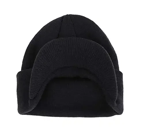 Home Prefer Men's Winter Beanie Hat with Brim Warm Double Knit Cuff Beanie Cap Watch Radar Hat - 2