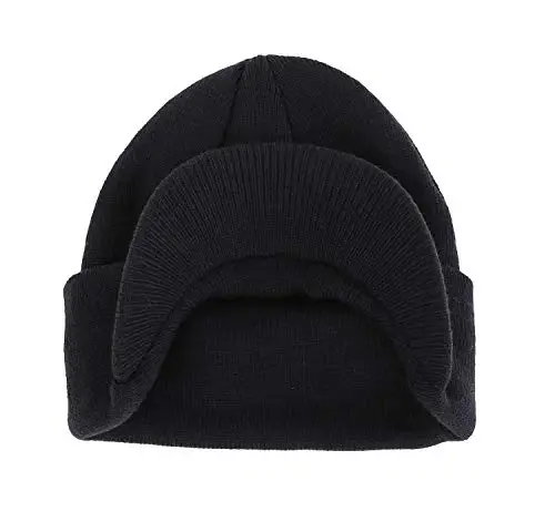 Home Prefer Men's Winter Beanie Hat with Brim Warm Double Knit Cuff Beanie Cap Watch Radar Hat - 2