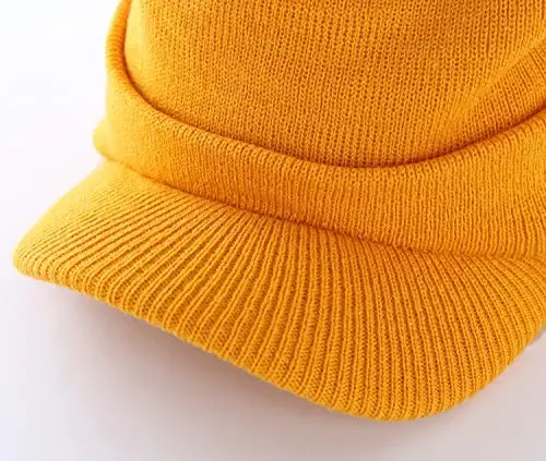 Home Prefer Men's Winter Beanie Hat with Brim Warm Double Knit Cuff Beanie Cap Watch Radar Hat - 5