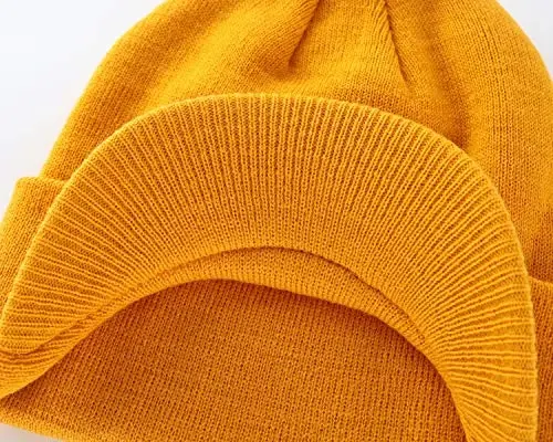 Home Prefer Men's Winter Beanie Hat with Brim Warm Double Knit Cuff Beanie Cap Watch Radar Hat - 6