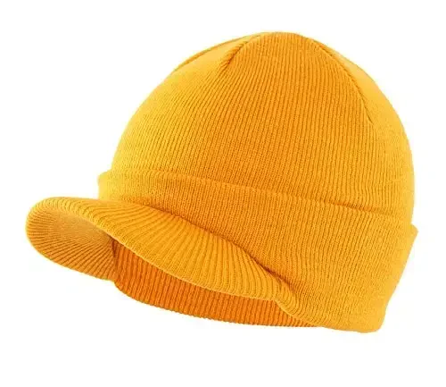 Home Prefer Men's Winter Beanie Hat with Brim Warm Double Knit Cuff Beanie Cap Watch Radar Hat - HOME