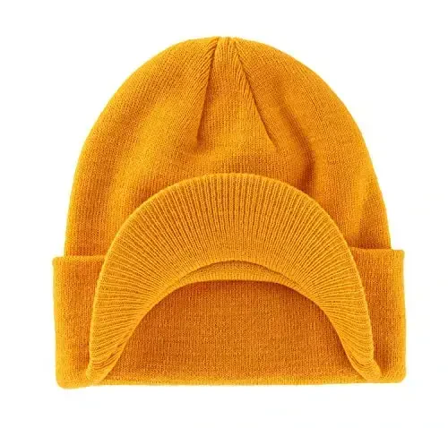 Home Prefer Men's Winter Beanie Hat with Brim Warm Double Knit Cuff Beanie Cap Watch Radar Hat - 2