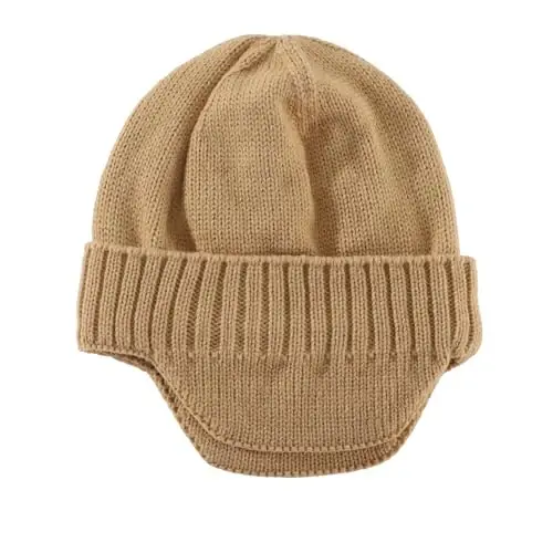 Home Prefer Mens Winter Hat Knit Earflap Hat Stocking Caps with Ears Beanie Hat - HOME (1)