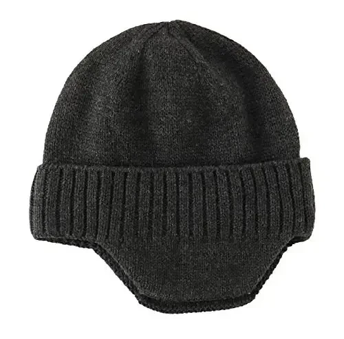 Home Prefer Mens Winter Hat Knit Earflap Hat Stocking Caps with Ears Beanie Hat - HOME (1)
