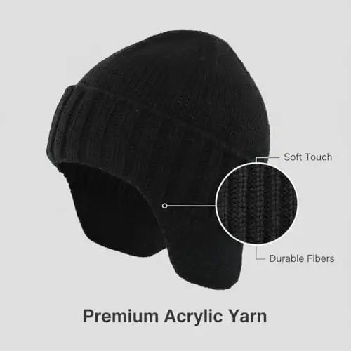 Home Prefer Mens Winter Hat Knit Earflap Hat Stocking Caps with Ears Beanie Hat - 2