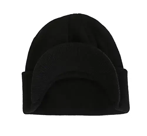 Home Prefer Men's Winter Beanie Hat with Brim Warm Double Knit Cuff Beanie Cap Watch Radar Hat 