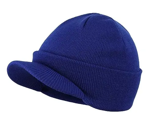 Home Prefer Men's Winter Beanie Hat with Brim Warm Double Knit Cuff Beanie Cap Watch Radar Hat - 1