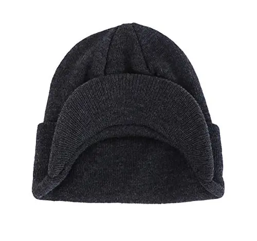 Home Prefer Men's Winter Beanie Hat with Brim Warm Double Knit Cuff Beanie Cap Watch Radar Hat - 2