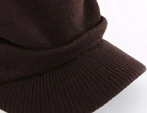 Home Prefer Men's Winter Beanie Hat with Brim Warm Double Knit Cuff Beanie Cap Watch Radar Hat - 4