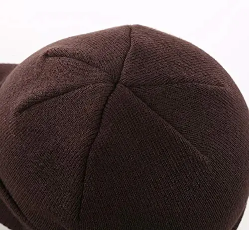 Home Prefer Men's Winter Beanie Hat with Brim Warm Double Knit Cuff Beanie Cap Watch Radar Hat - 3