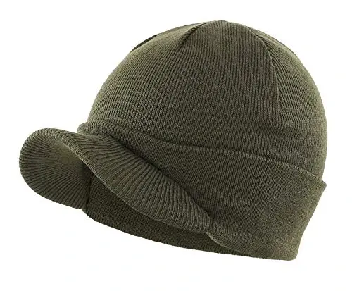 Home Prefer Men's Winter Beanie Hat with Brim Warm Double Knit Cuff Beanie Cap - MODAZONE