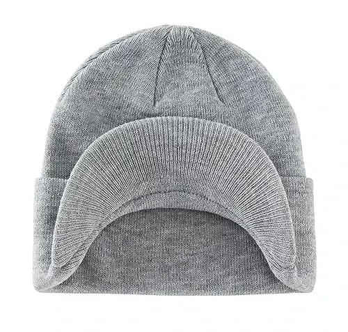 Home Prefer Men's Winter Beanie Hat with Brim Warm Double Knit Cuff Beanie Cap Watch Radar Hat - 2