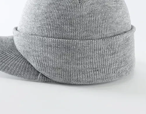 Home Prefer Men's Winter Beanie Hat with Brim Warm Double Knit Cuff Beanie Cap Watch Radar Hat - 4