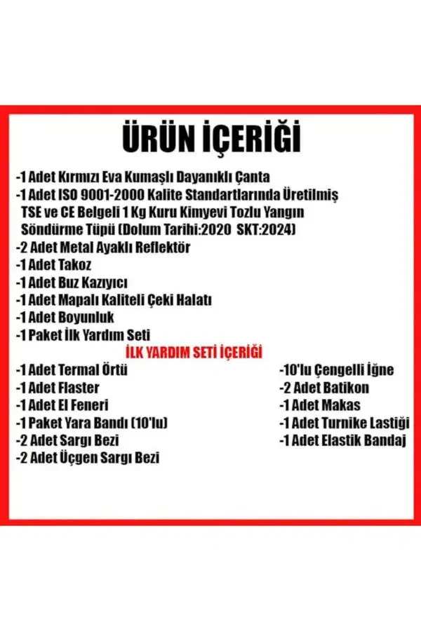 Eva Trafik-birinchi yordam to'plami sumkasi Tüvtürk mos - 2