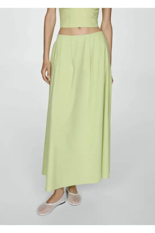 Evase Long Skirt-Pastel Green - 1