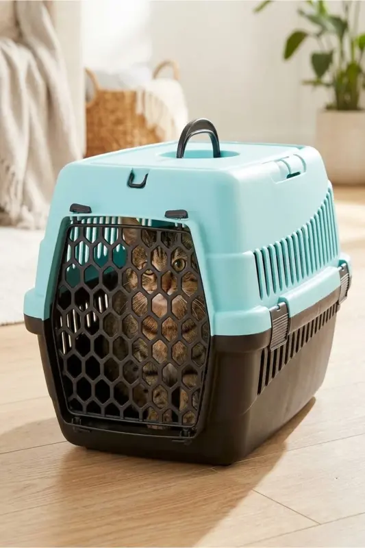 Evcil Hayvan Kedi Köpek Taşıma Çantası Küçük Boy 49x35x32,5 cm. -Turkuaz - 1