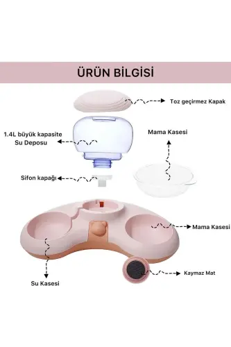 Evcil Hayvan Kedi Ve Köpek Mama Ve Su Kabı 1.4l Büyük Su Kapasitesi - Yeşil - 4