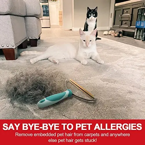 Dog Cat Hair Remover for Deep Cleaning, Lint Cleaner Pro, Pet Fur Removal Tool, Portable Carpet Scraper Rake, Fuzz Hairball Shaver Brush for Carpet, Car Mat, Couch, Pet Bed, Furniture, Rug - ELEMSY (1)