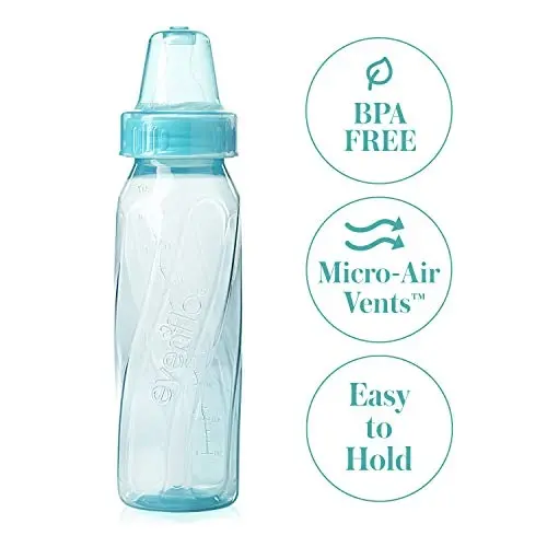 Evenflo Feeding Baby Bottles, Standard Neck, 8 Ounce | Tinted Plastic | Pink/Lavender/Teal | Pack of 36 - 2