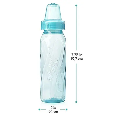 Evenflo Classic rangli plastik standart bo'yinli chaqaloqlar uchun shishalar, pushti/lavanda/moviy, 8 untsiya (12 ta) - 5