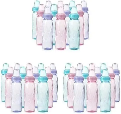 Evenflo Feeding Baby Bottles, Standard Neck, 8 Ounce | Tinted Plastic | Pink/Lavender/Teal | Pack of 36 - 1