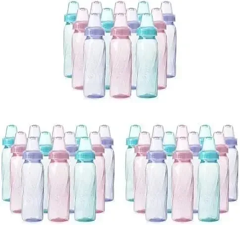 Evenflo Feeding Baby Bottles, Standard Neck, 8 Ounce | Tinted Plastic | Pink/Lavender/Teal | Pack of 36 - 1