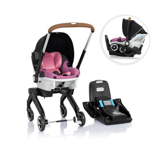 Evenflo Gold Shyft DualRide with Carryall Storage Infant Car Seat and Stroller Combo (Opal Pink) - 11