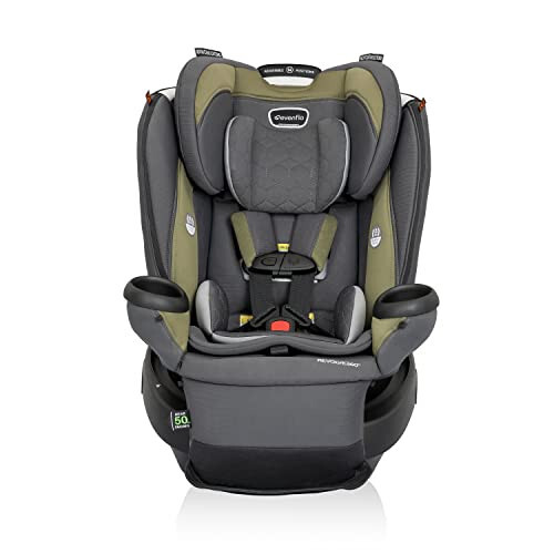 Evenflo Revolve360 Extend Rotational All-in-One Convertible Car Seat with Quick Clean Cover, 360° Rotation, Rear-Facing Up to 50 Lbs, Rockland Green - 2